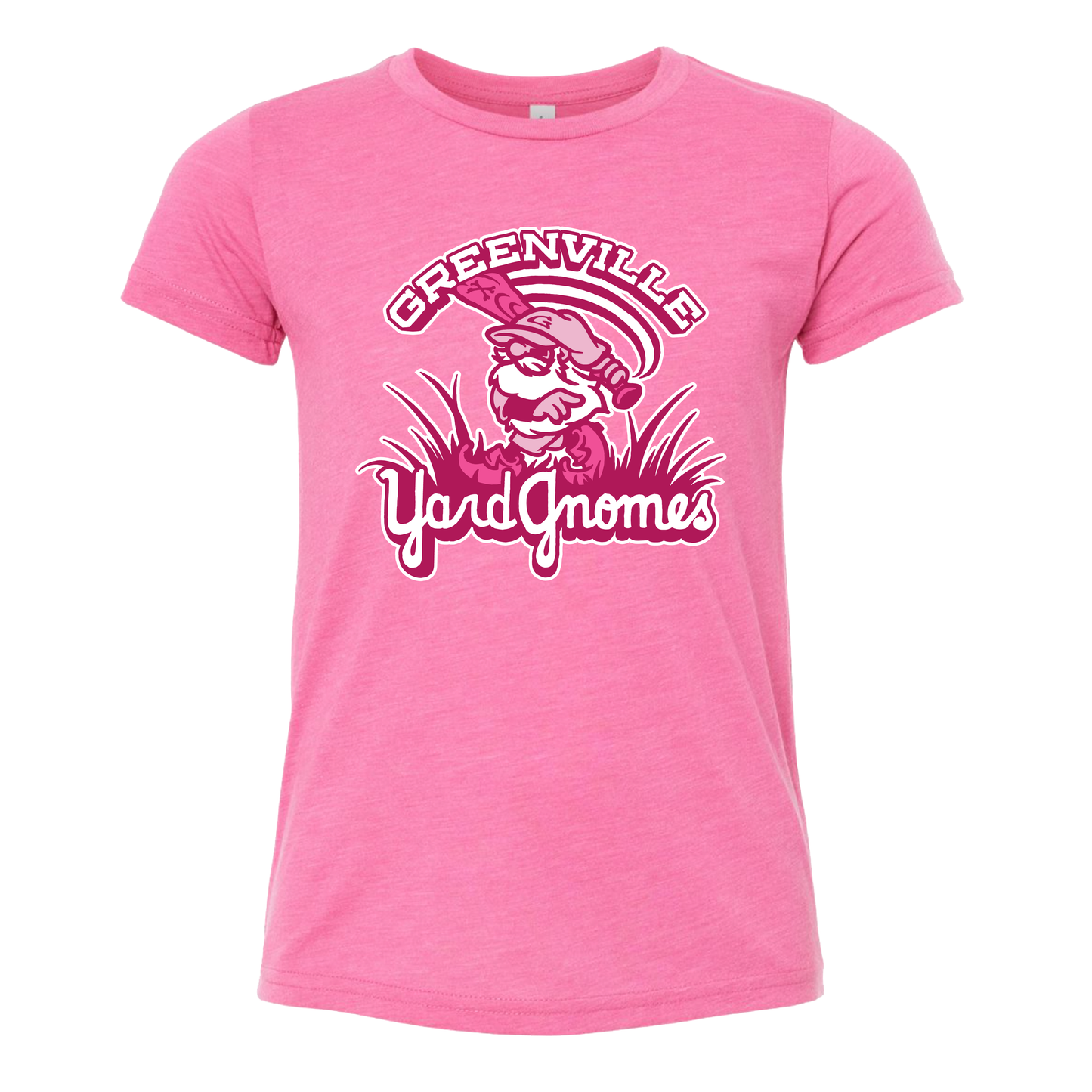 Greenville Yard Gnomes Youth Pink Tri-Blend Tee