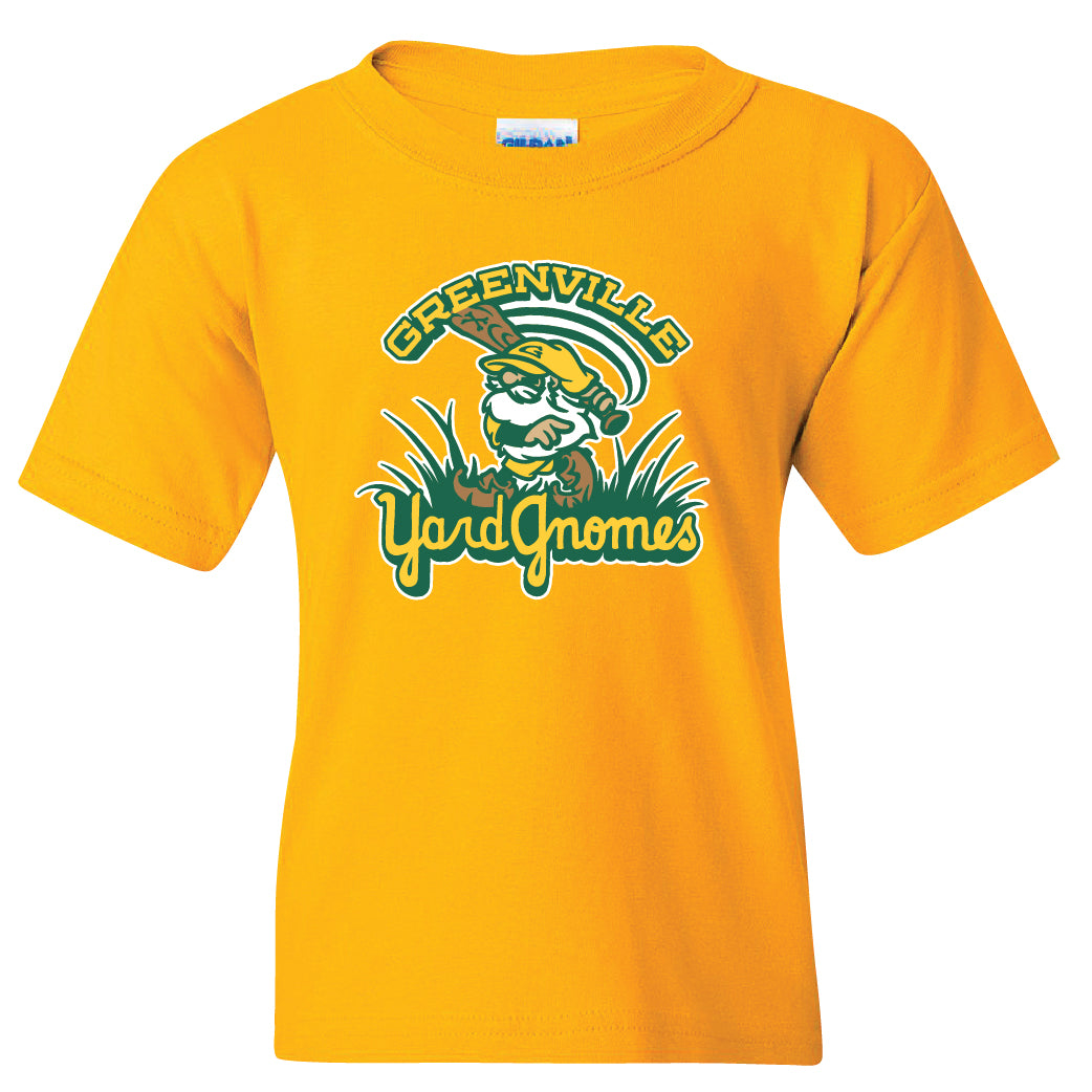 Greenville Yard Gnomes Youth Gold Primary Logo Tee